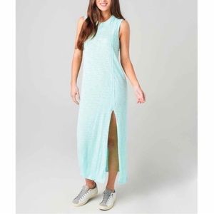 NEW ATM Anthony Thomas Melillo Slub Cotton Muscle Midi Tank Dress Aqua Blue XS